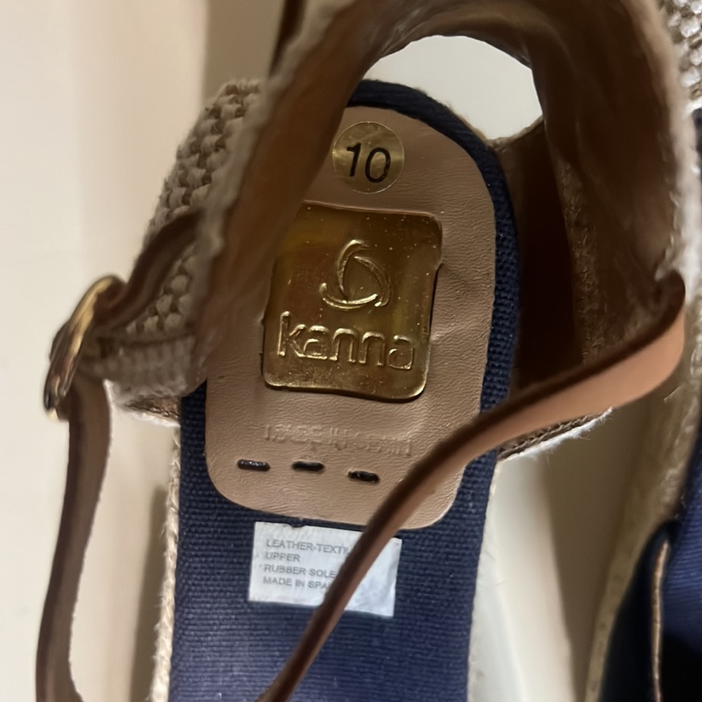 Navy Blue Espadrille Wedge, Leather upper, Size 10 - Picture 3 of 5